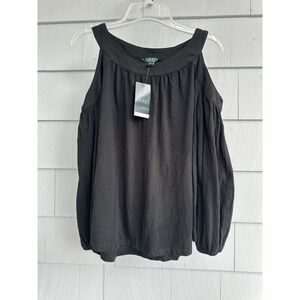 Lauren Ralph Lauren‎ Cold Shoulder Top Black M NWT MSRP $79.50